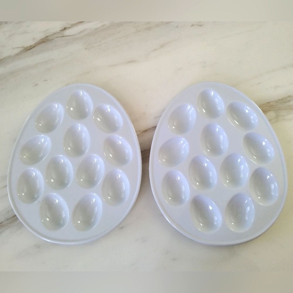 BIA Cordon Bleu 24 Deviled Egg White Porcelain Serving Platters - Set of 2